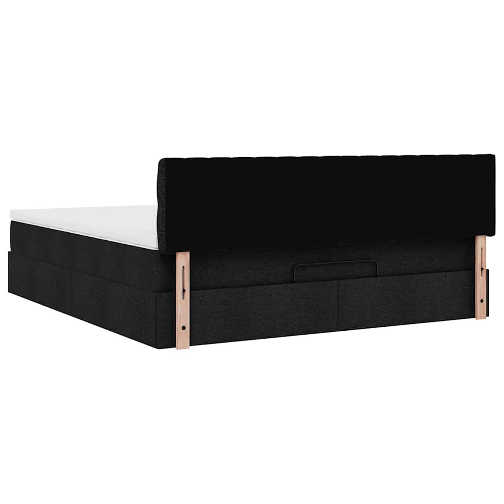 vidaXL Ottoman-Bett mit Matratze & LEDs Schwarz 160x200 cm Stoff
