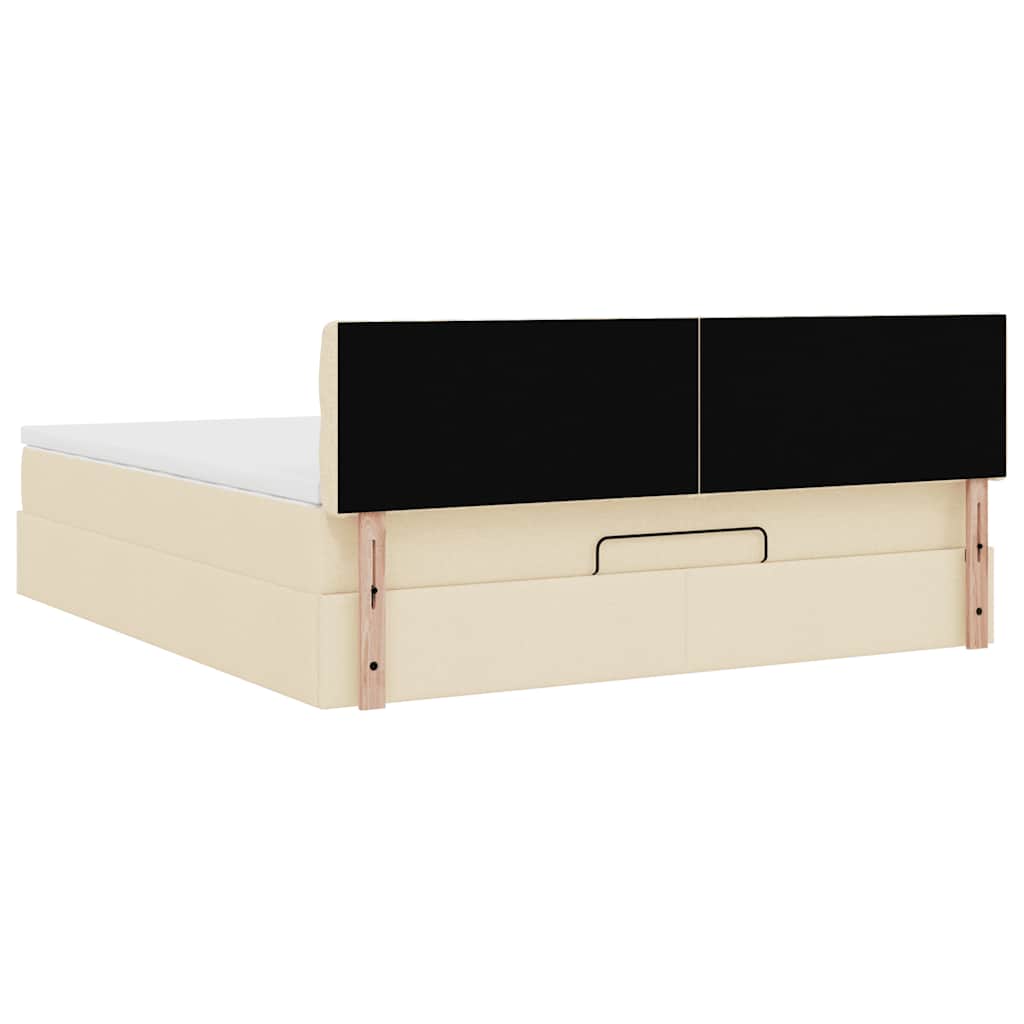 vidaXL Ottoman-Bett mit Matratze & LEDs Creme 160x200 cm Stoff