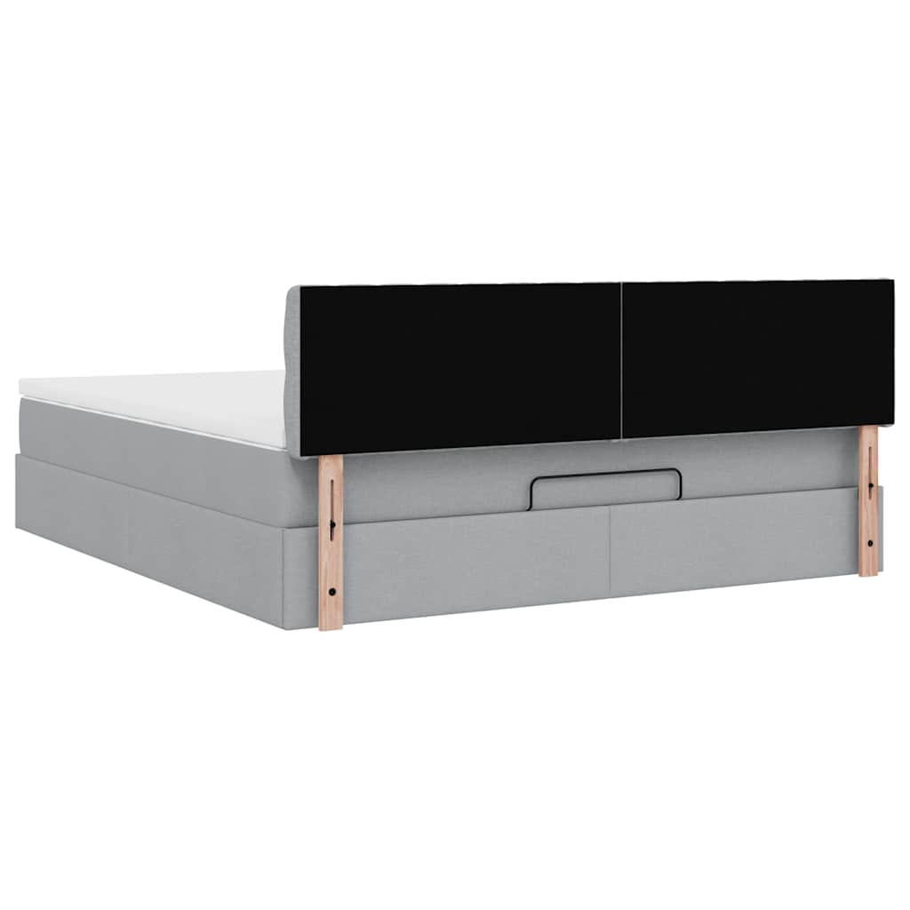 vidaXL Ottomane Bett mit Matratze & LEDs Hellgrau 180x200 cm Stoff