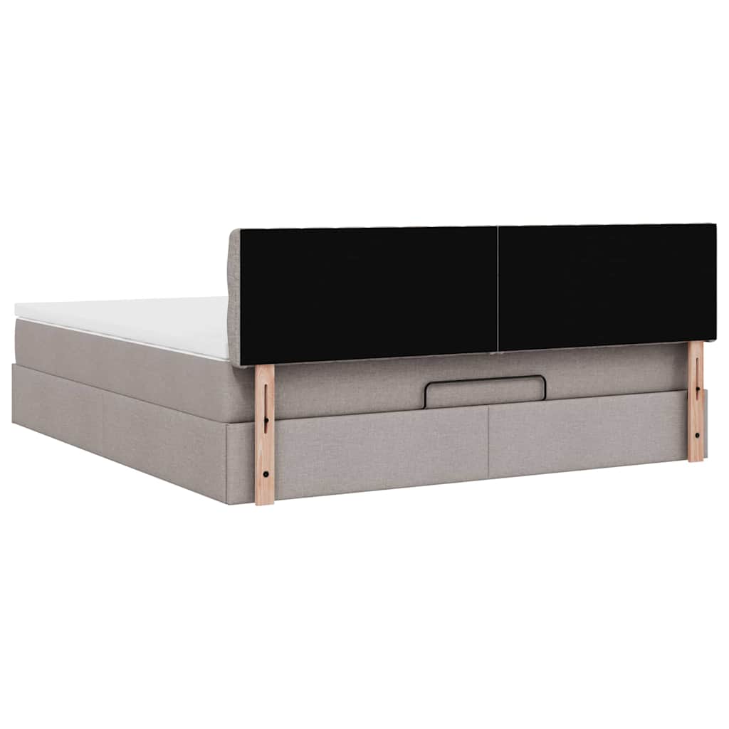 vidaXL Ottomane Bett mit Matratze & LEDs Taupe 180x200 cm Stoff