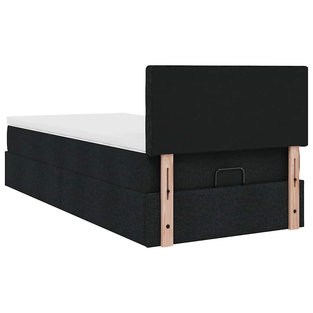 vidaXL Ottomane Bett mit Matratze & LEDs Schwarz 80x200 cm Stoff