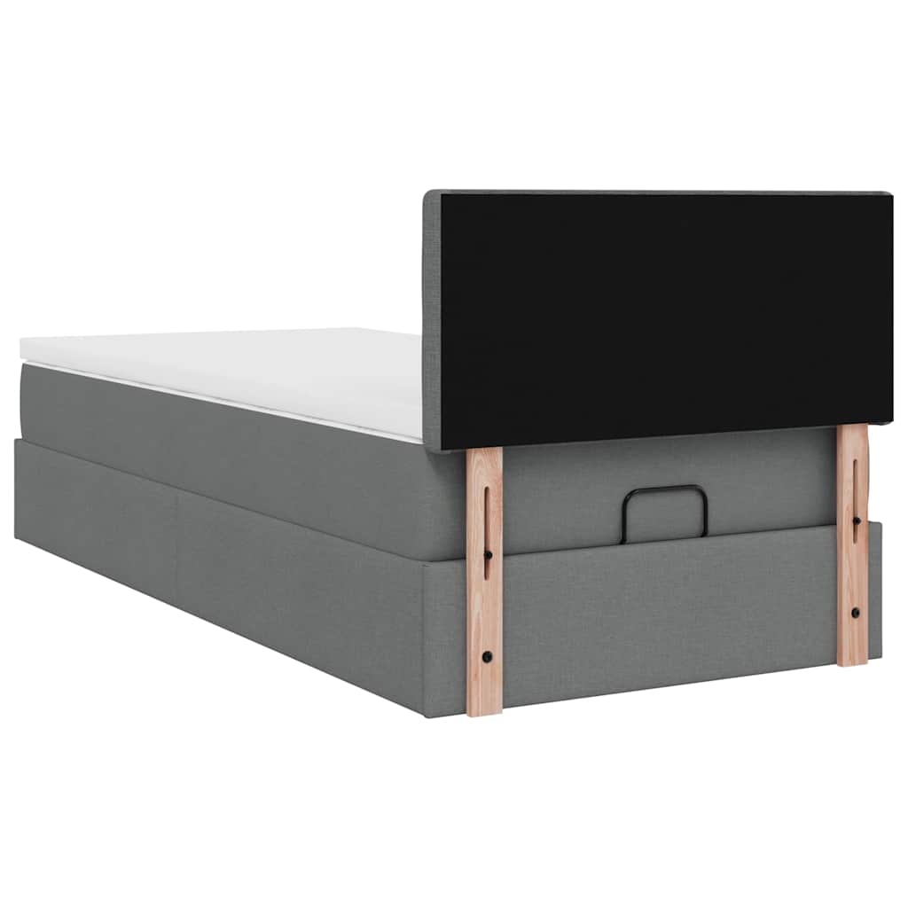 vidaXL Ottoman-Bett mit Matratze & LEDs Dunkelgrau 90x190 cm Stoff