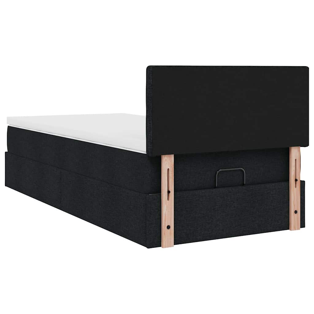 vidaXL Lit ottoman avec matelas et LED Noir 90x200 cm Tissu