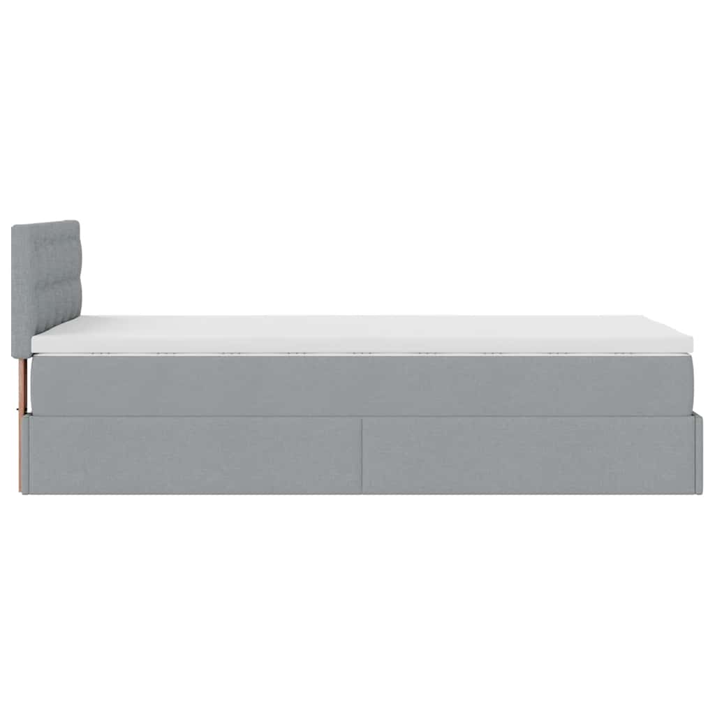Ottoman-Bett mit Matratze & LEDs Hellgrau 100x200 cm Stoff