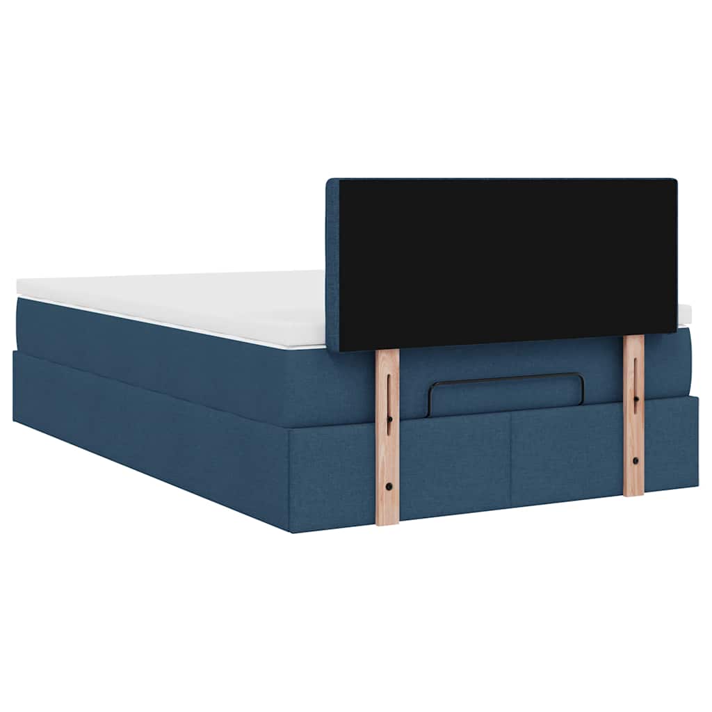 vidaXL Ottomane Bett mit Matratze & LEDs Blau 120x190 cm Stoff