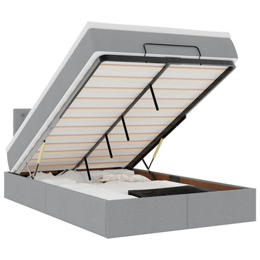 vidaXL Lit ottoman avec matelas et LED gris clair 120x200 cm Tissu