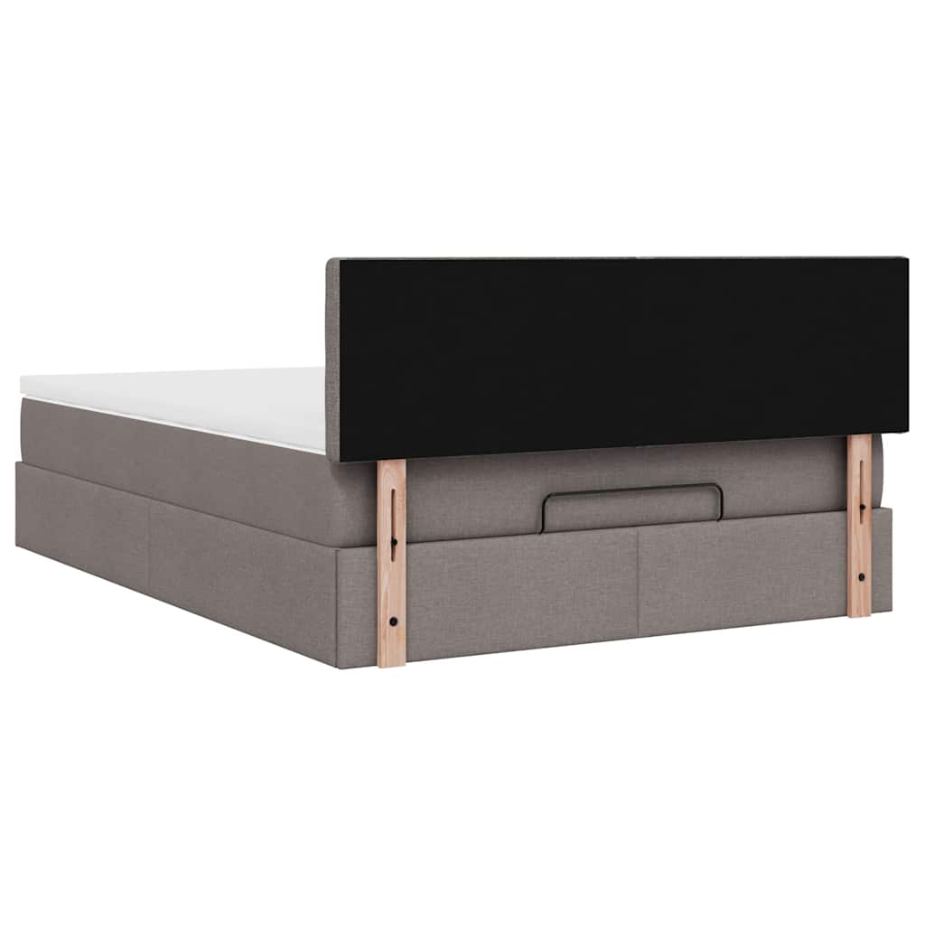 vidaXL Ottomane Bett mit Matratze & LEDs Taupe 140x200 cm Stoff