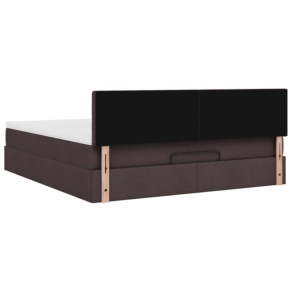 vidaXL Ottomane Bett mit Matratze & LEDs Dunkelbraun 180x200 cm Stoff