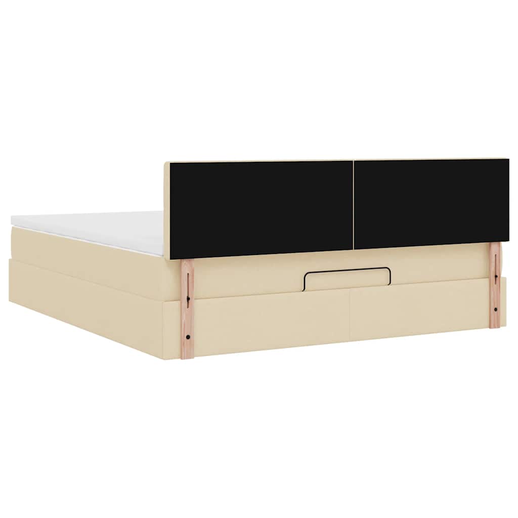 vidaXL Ottomane Bett mit Matratze & LEDs Creme 180x200 cm Stoff