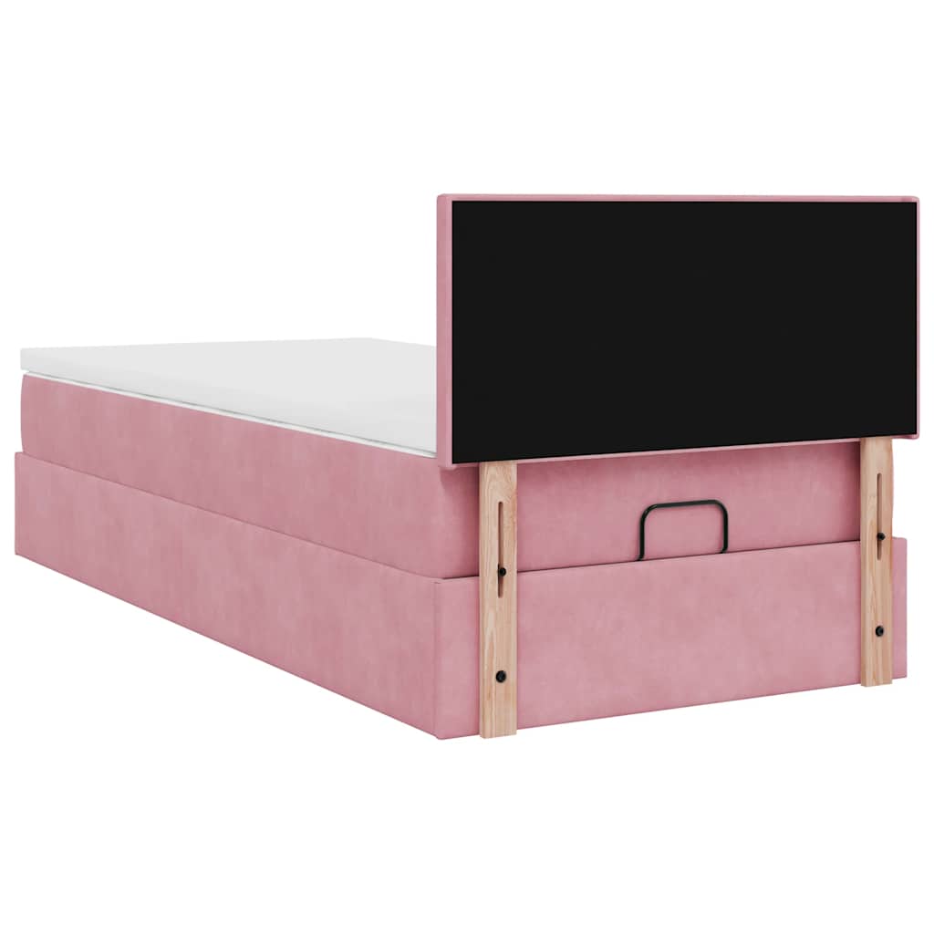vidaXL Ottomane Bett mit Matratze & LEDs Rosa 80x200 cm Samt