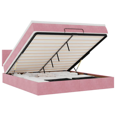 vidaXL Ottomane Bett mit Matratze & LEDs Rosa 180x200 cm Samt