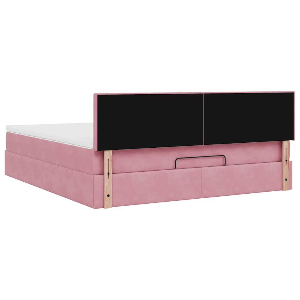 vidaXL Ottomane Bett mit Matratze & LEDs Rosa 180x200 cm Samt
