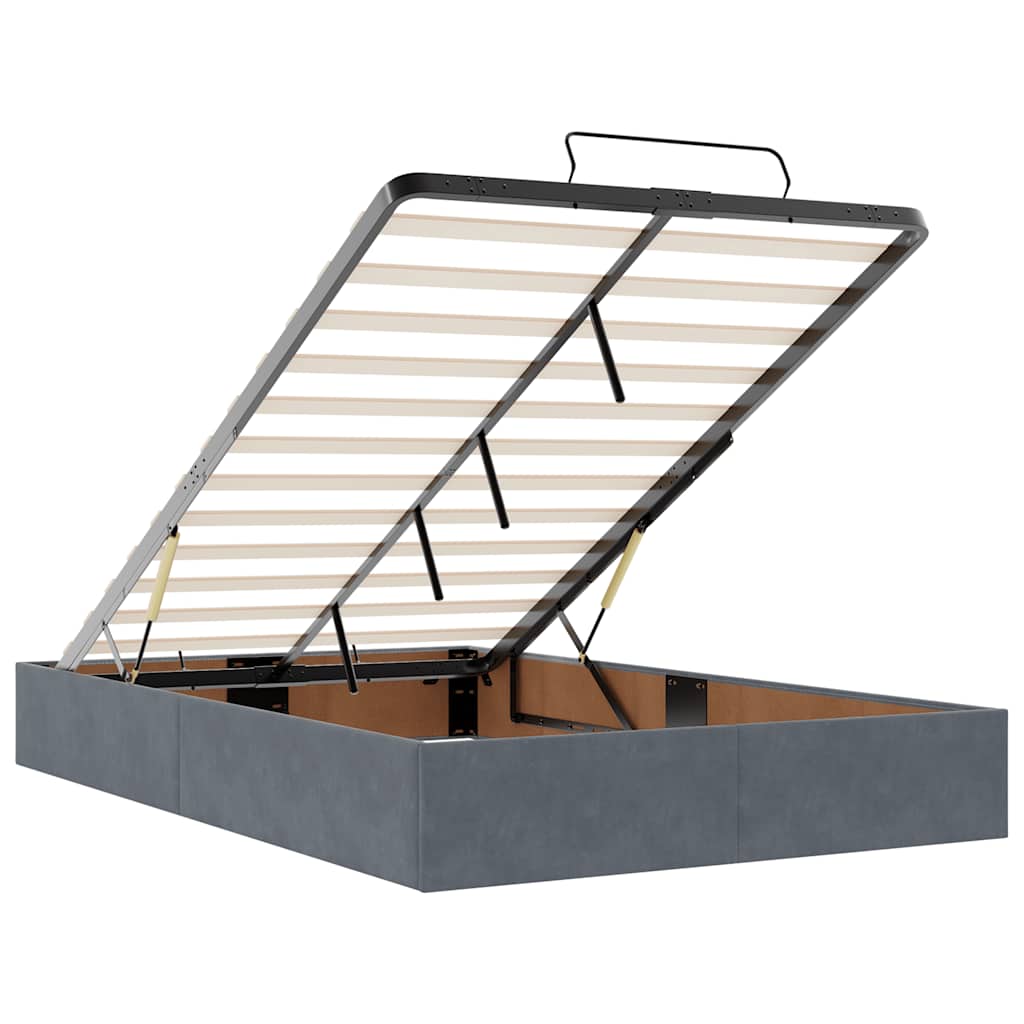 Ottoman-Bett mit Matratze & LEDs Dunkelgrau 120x200 cm Samt