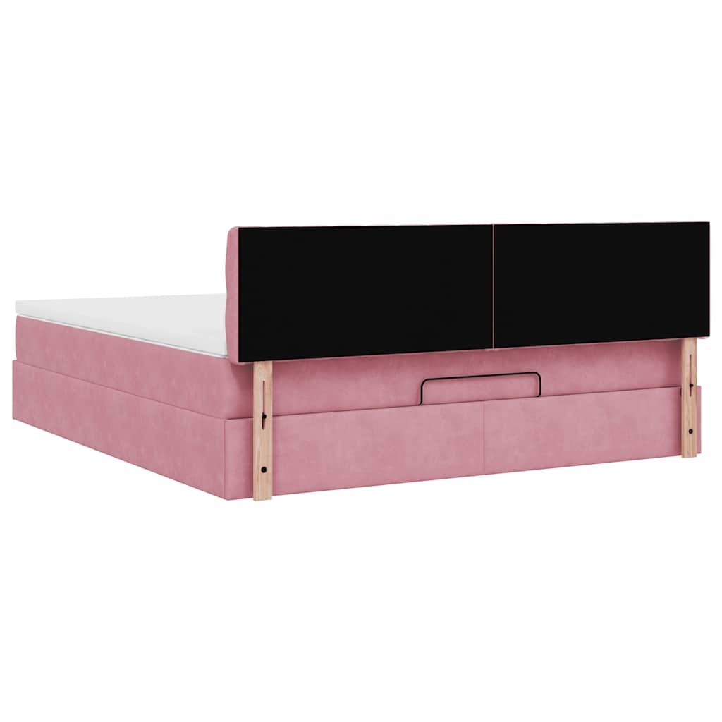 vidaXL Ottomane Bett mit Matratze & LEDs Rosa 180x200 cm Samt