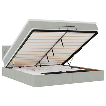 vidaXL Lit ottoman avec matelas et LED Gris clair 200x200 cm Velours