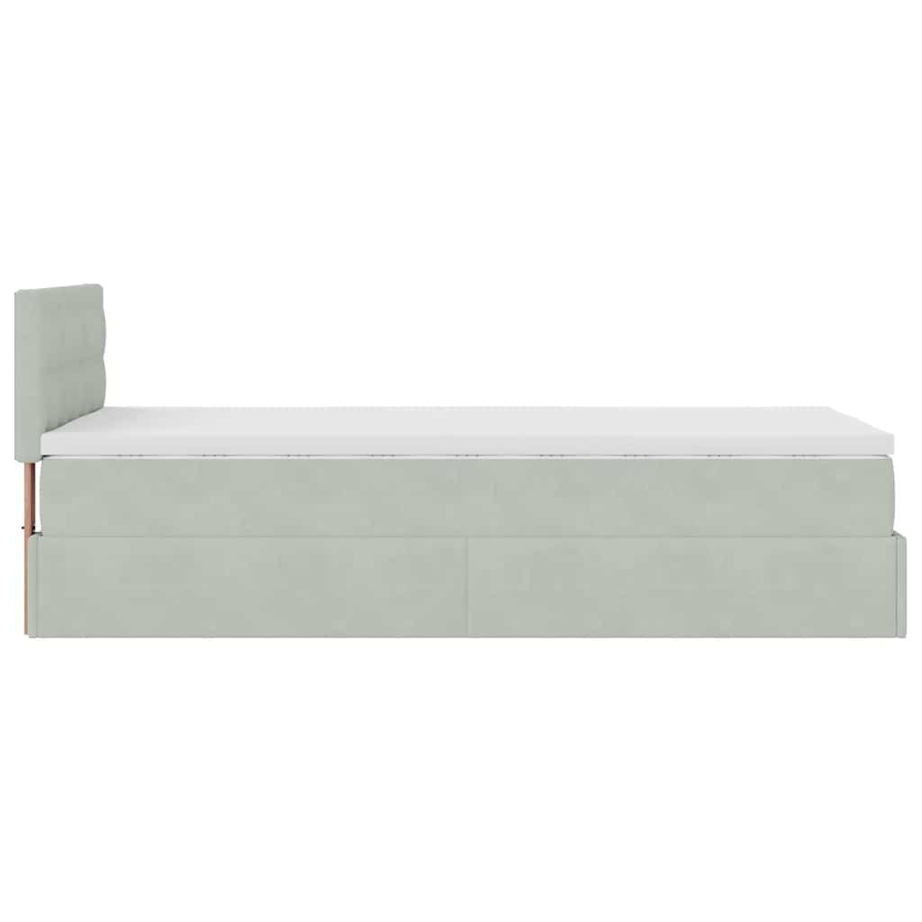 Ottoman-Bett mit Matratze & LEDs Hellgrau 80x200 cm Samt