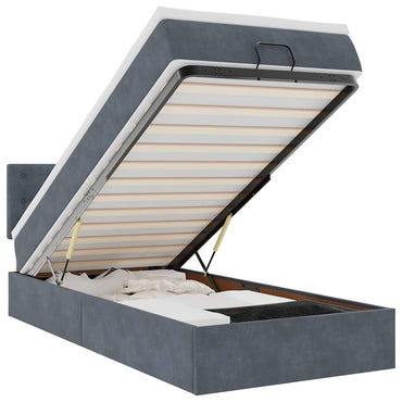 vidaXL Lit Ottomane avec matelas et LED Gris foncé 80x200 cm Velours