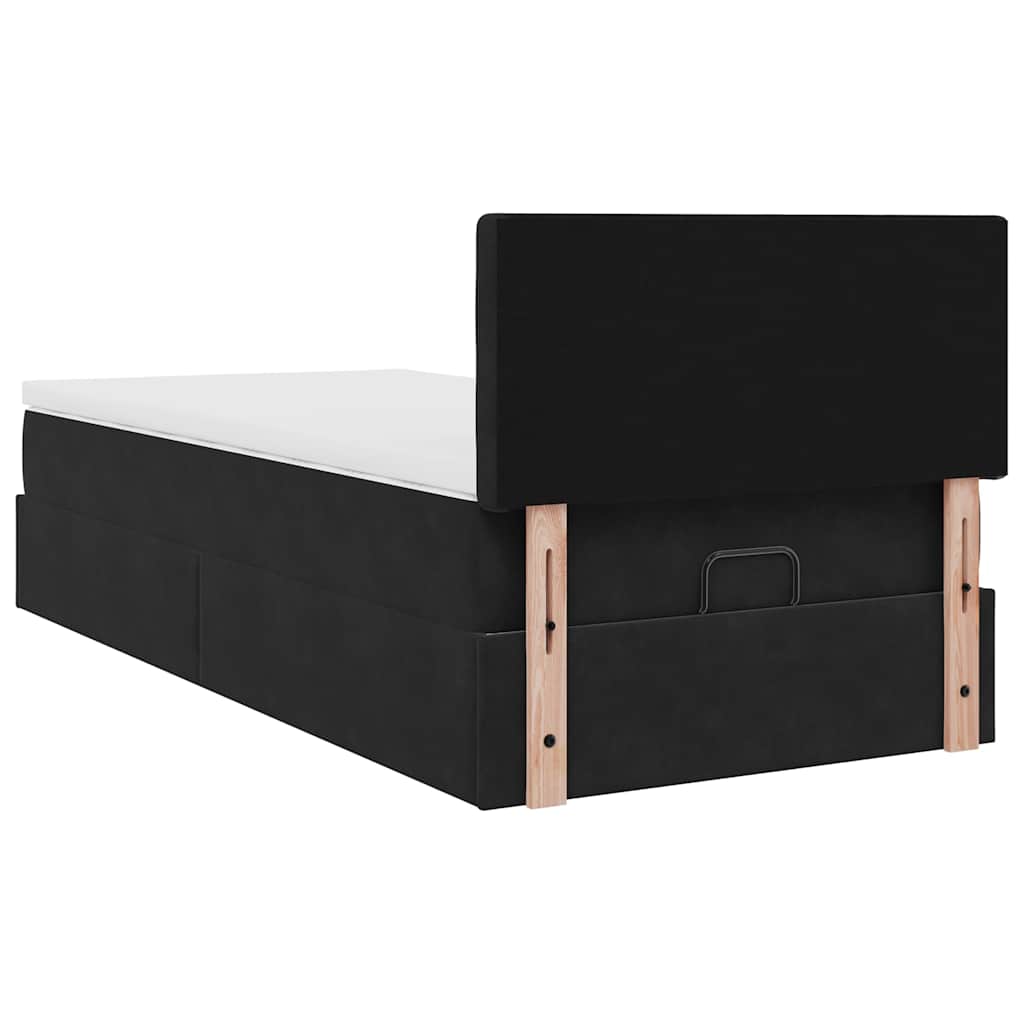 vidaXL Ottoman-Bett mit Matratze & LEDs Schwarz 90x200 cm Samt