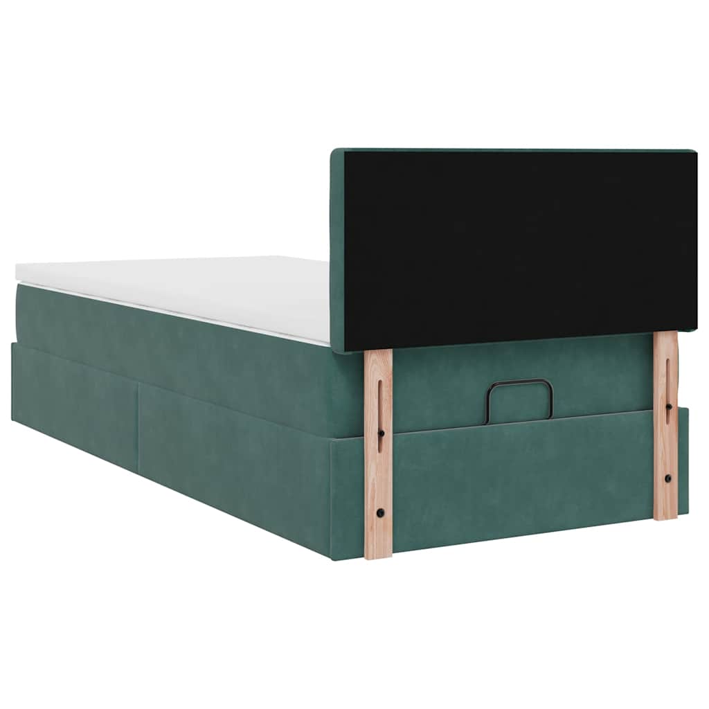 vidaXL Ottomane Bett mit Matratze & LEDs Dunkelgrün 90x200 cm Samt