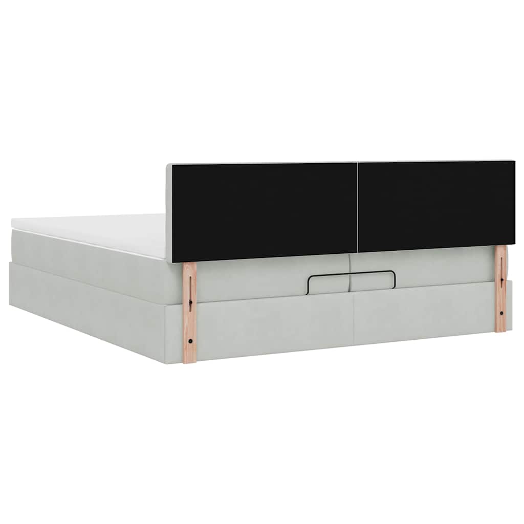 vidaXL Ottoman-Bett mit Matratzen & LEDs Hellgrau 200x200 cm Samt