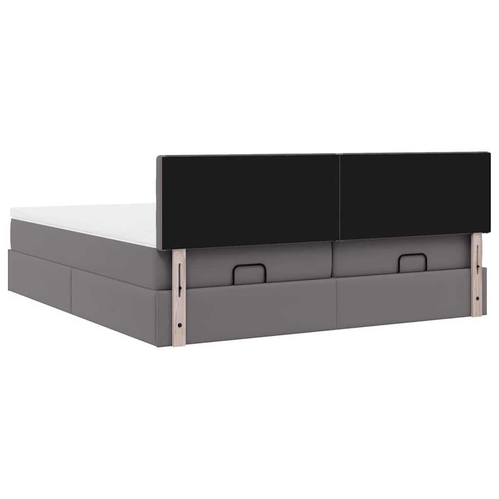 vidaXL Lit ottoman avec matelas et LED gris 160x200 cm similicuir