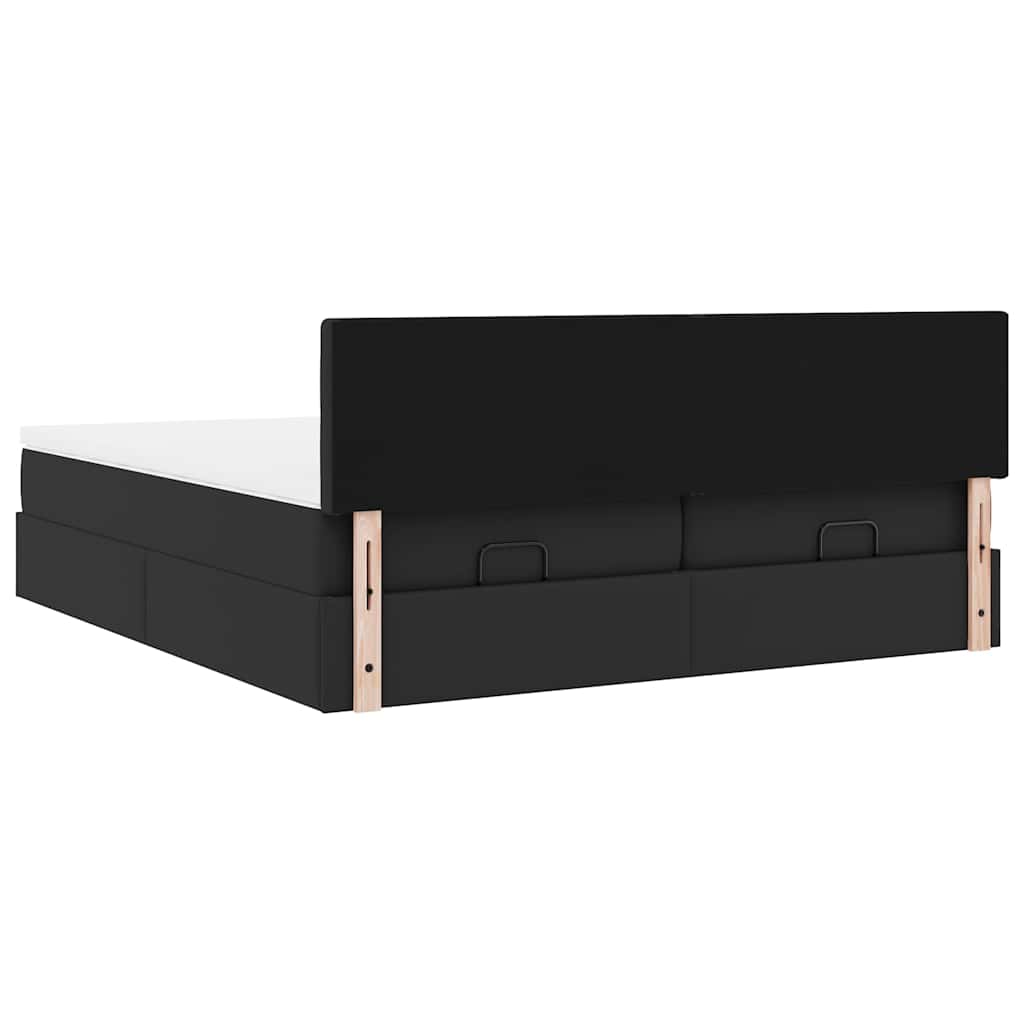 vidaXL Ottoman-Bett mit Matratzen & LEDs Schwarz 180x200 cm Kunstleder
