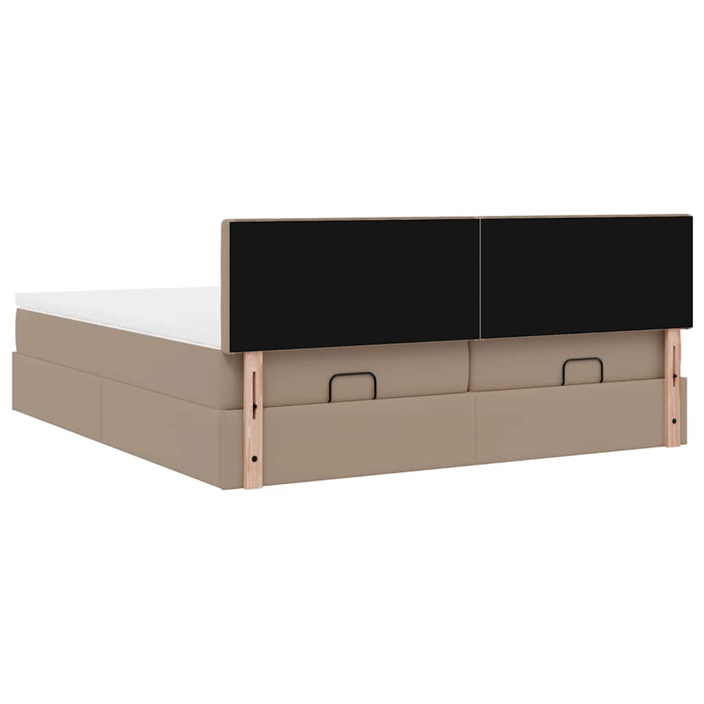 vidaXL Ottoman-Bett mit Matratzen LEDs Cappuccino 200x200cm Kunstleder