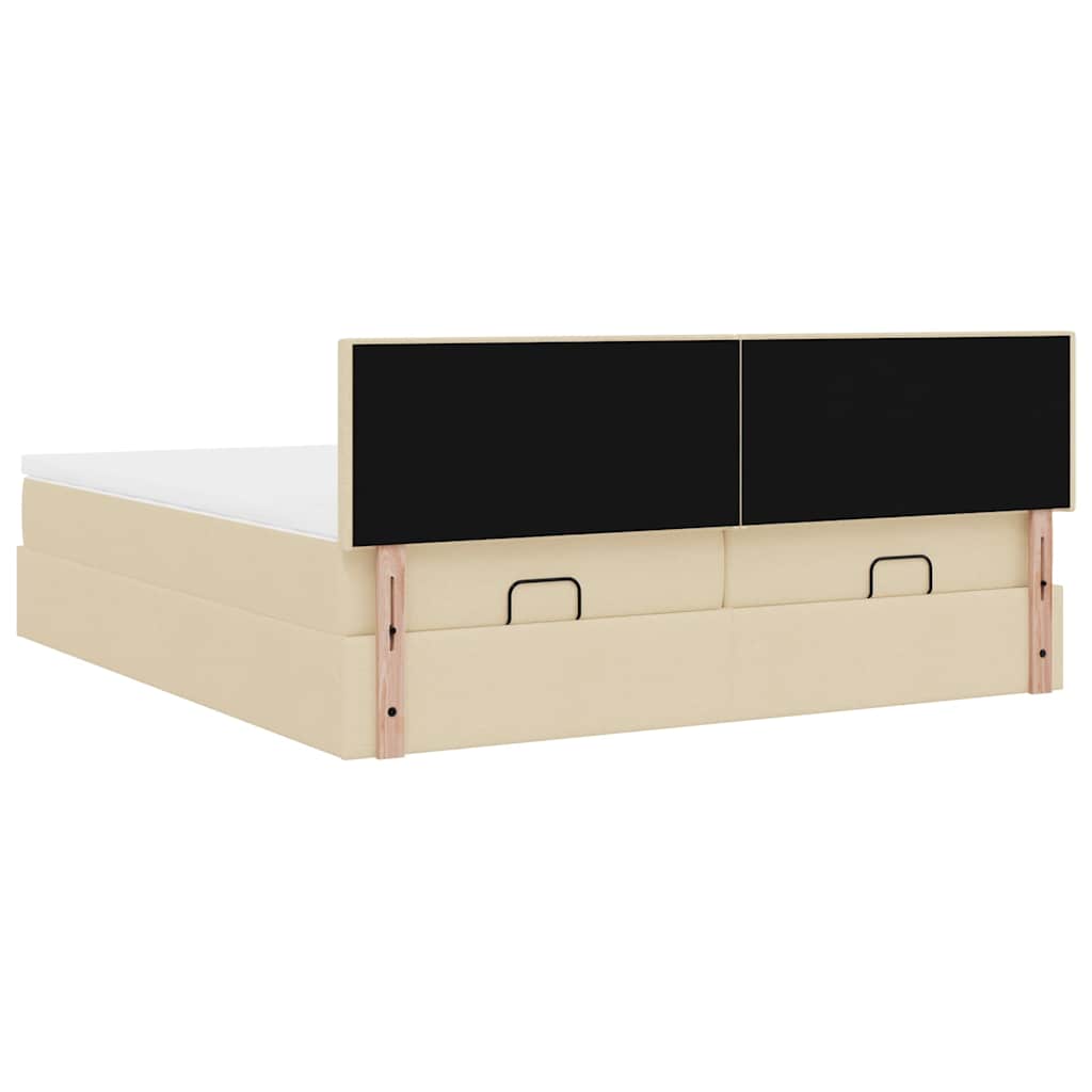 vidaXL Ottoman-Bett mit Matratzen & LEDs Creme 160x200 cm Stoff