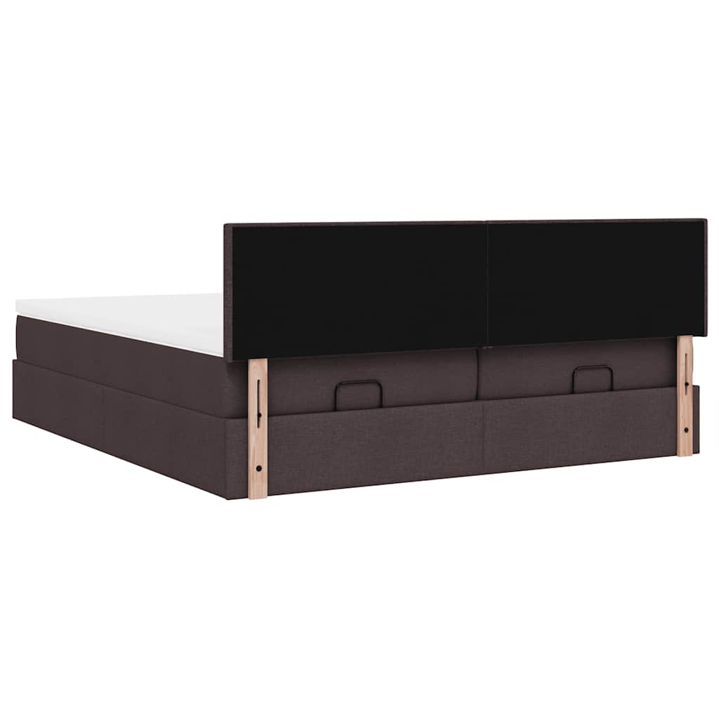 vidaXL Ottoman-Bett mit Matratzen & LEDs Dunkelbraun 200x200 cm Stoff