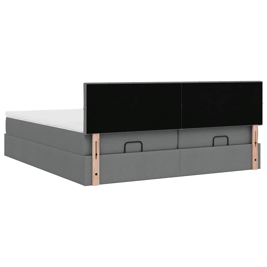 vidaXL Ottoman-Bett mit Matratzen & LEDs Dunkelgrau 180x200 cm Stoff