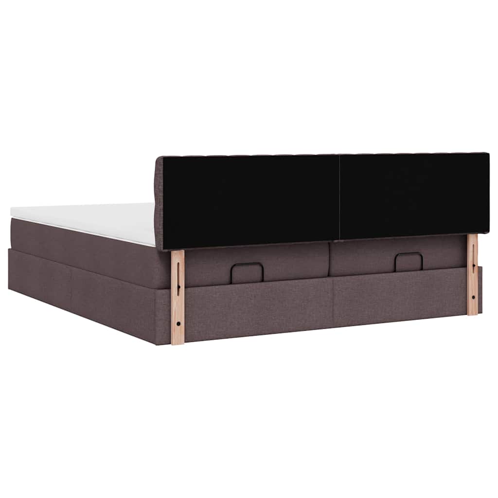 vidaXL Ottoman-Bett mit Matratzen & LEDs Dunkelbraun 160x200 cm Stoff