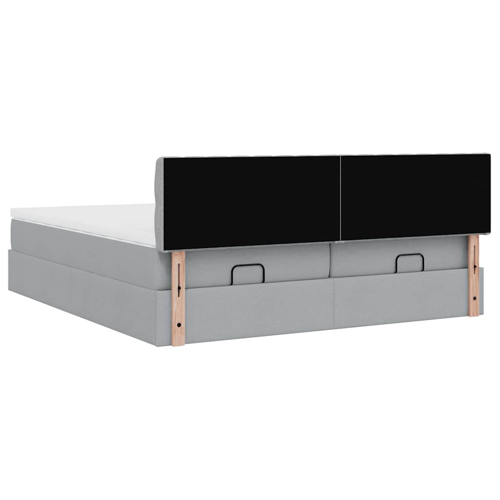 vidaXL Ottoman-Bett mit Matratzen & LEDs Hellgrau 180x200 cm Stoff
