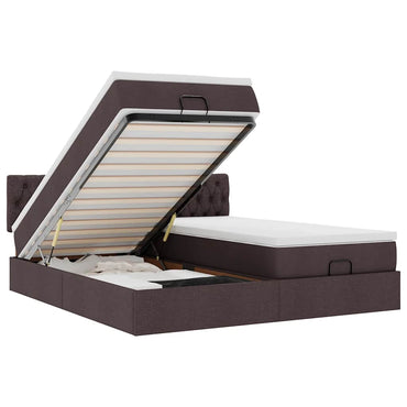 vidaXL Lit ottoman avec matelas et LED Marron foncé 180x200 cm Tissu