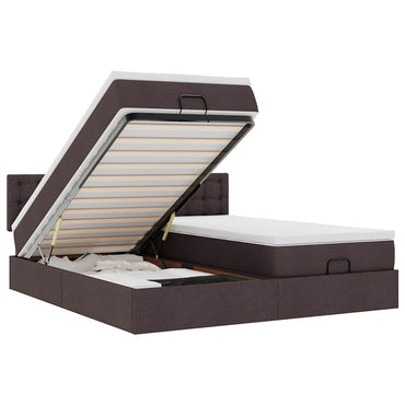 vidaXL Lit ottoman avec matelas et LED Marron foncé 180x200 cm Tissu