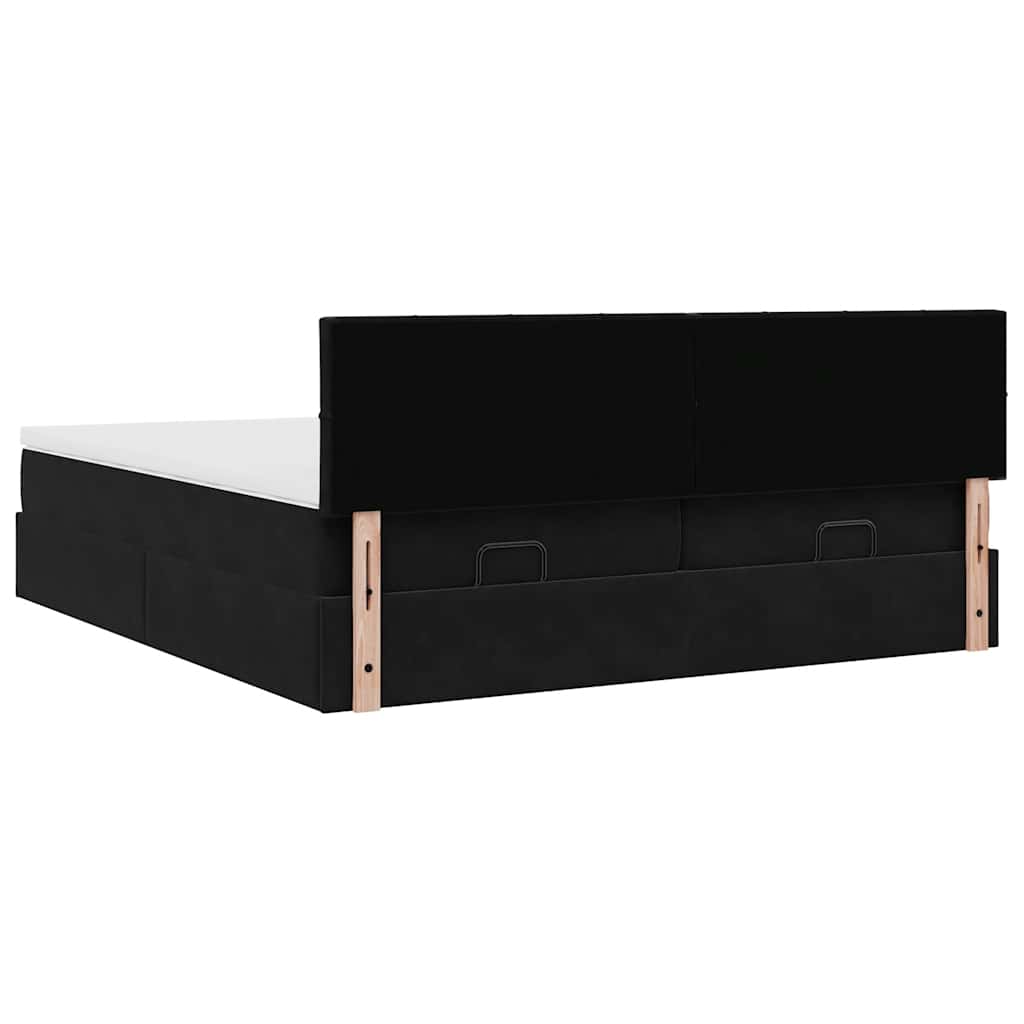 vidaXL Lit ottoman avec matelas et LED Noir 200x200 cm Velours