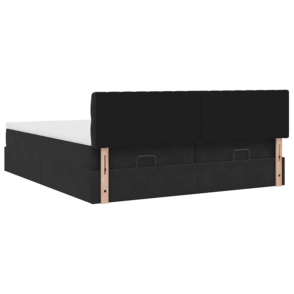 vidaXL Ottoman-Bett mit Matratzen & LEDs Schwarz 180x200 cm Samt