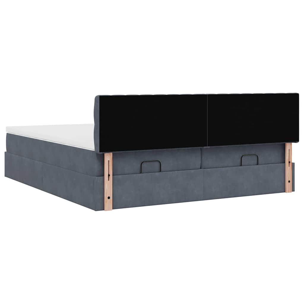 vidaXL Ottoman-Bett mit Matratzen & LEDs Dunkelgrau 200x200 cm Samt