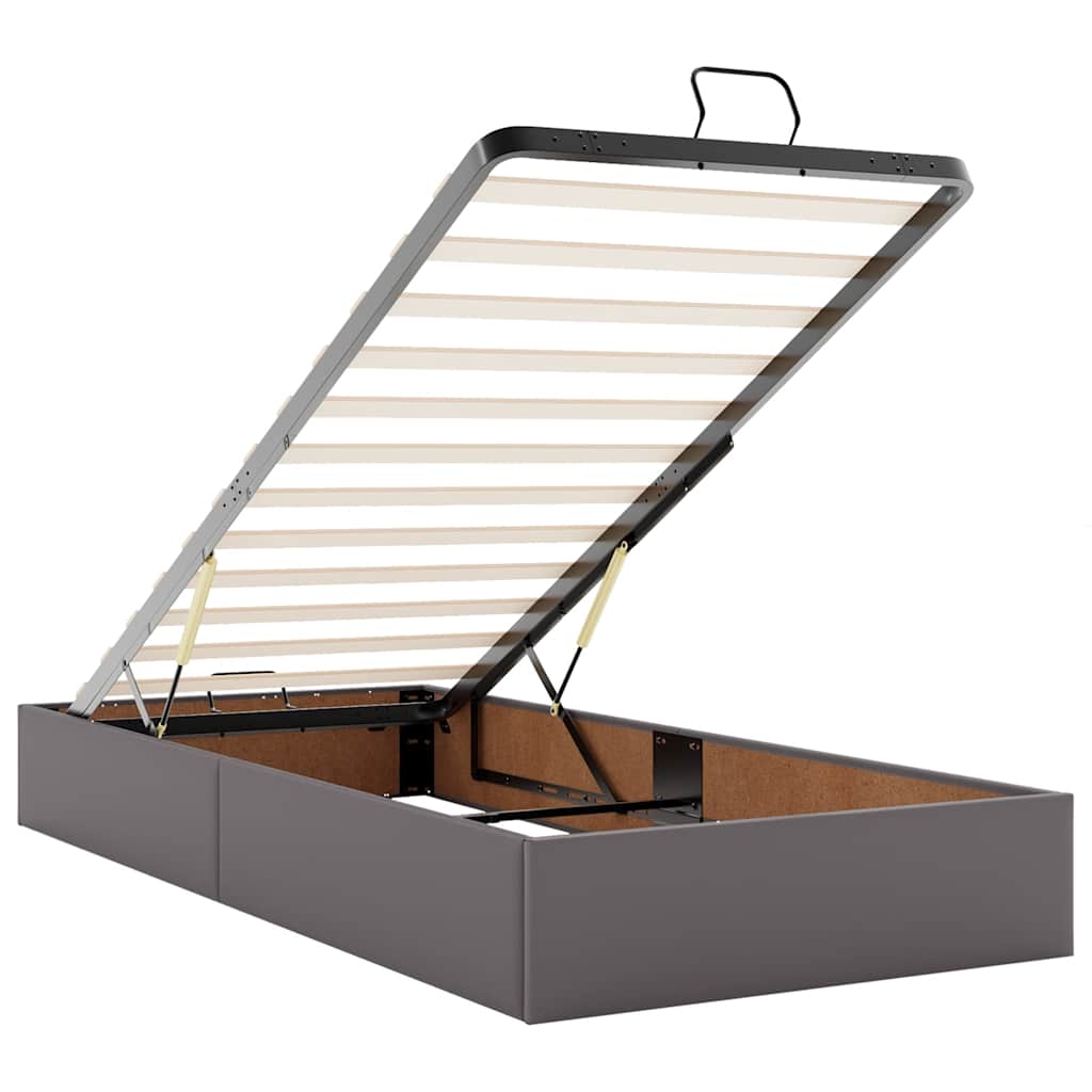 vidaXL Ottoman-Bett mit Matratze Grau 90x200 cm Kunstleder