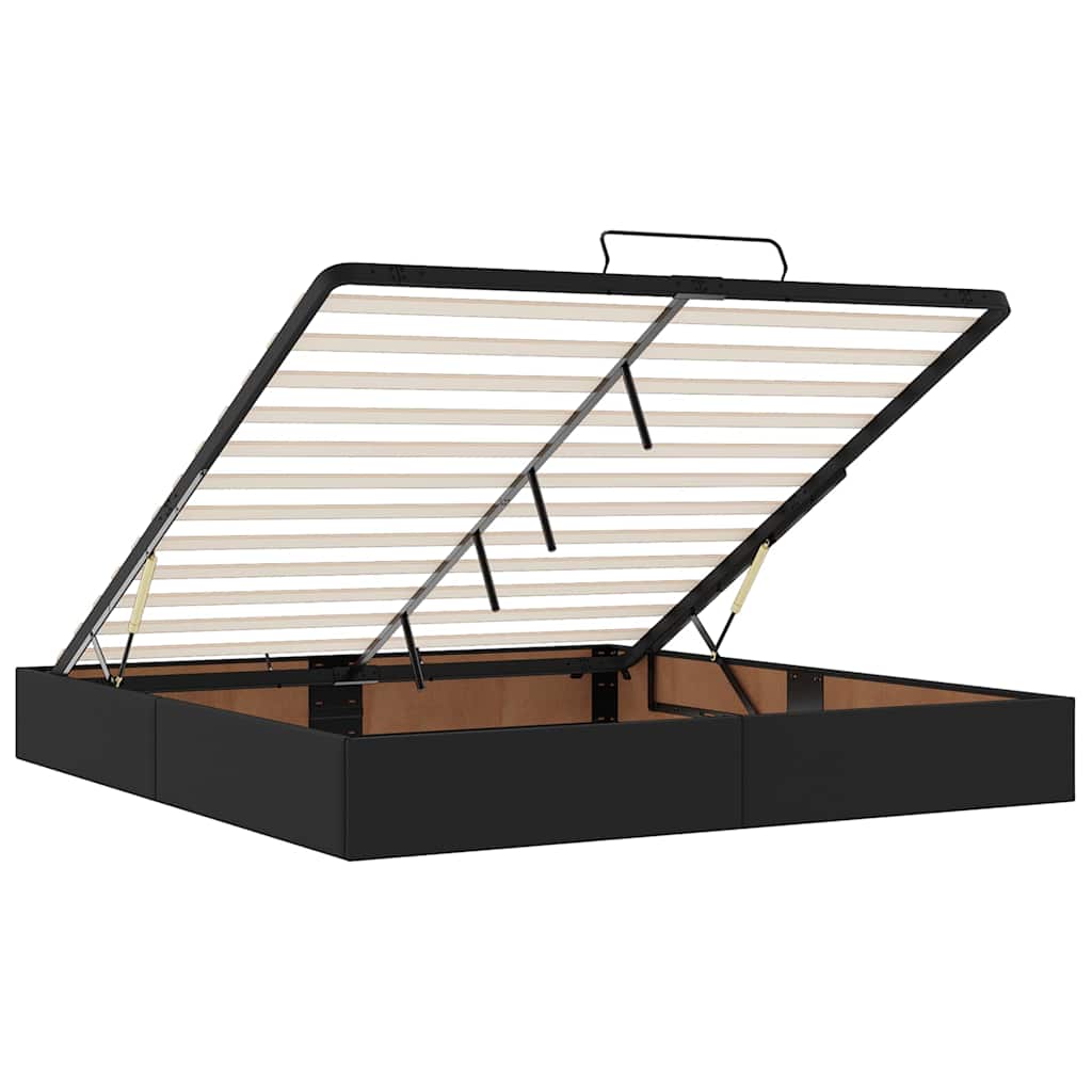 vidaXL Ottoman-Bett mit Matratzen Schwarz 200x200 cm Kunstleder