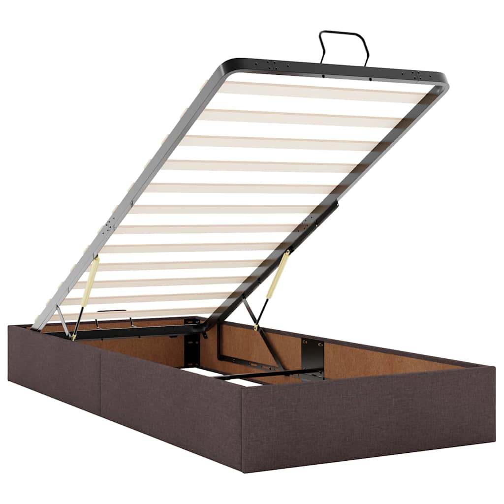 vidaXL Lit ottoman avec matelas Marron foncé 90x200 cm Tissu