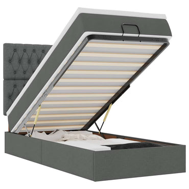 vidaXL Lit ottoman avec matelas gris foncé 100x200 cm tissu