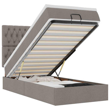 vidaXL Lit coffre avec matelas taupe 100x200 cm tissu