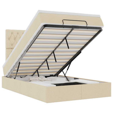 vidaXL Lit ottoman avec matelas Crème 120x190 cm Tissu
