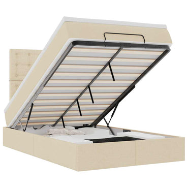 vidaXL Lit ottoman avec matelas crème 120x190 cm Tissu