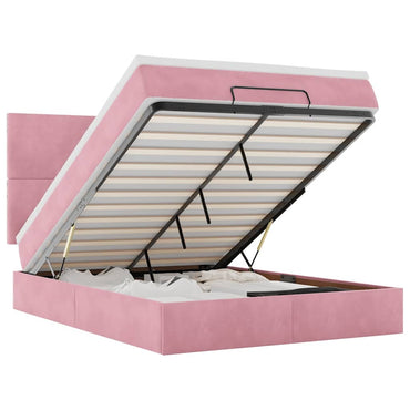 vidaXL Ottoman-Bett mit Matratzen Rosa 140x190 cm Samt