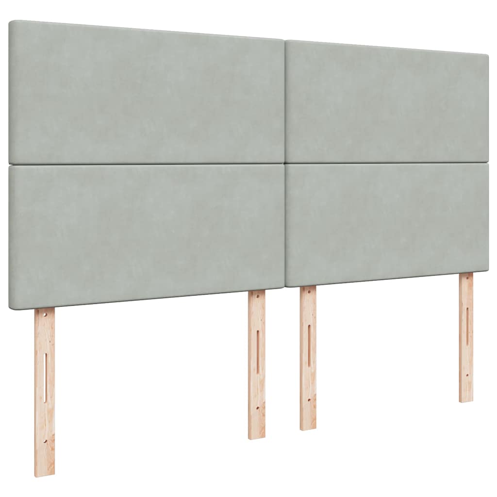vidaXL Ottoman-Bett mit Matratzen Hellgrau 160x200 cm Samt