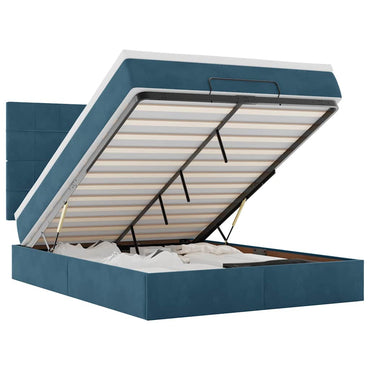 vidaXL Lit ottoman avec matelas Bleu foncé 140x190 cm Velours