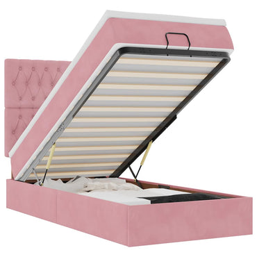 vidaXL Lit ottoman avec matelas Rose 90x200 cm Velours