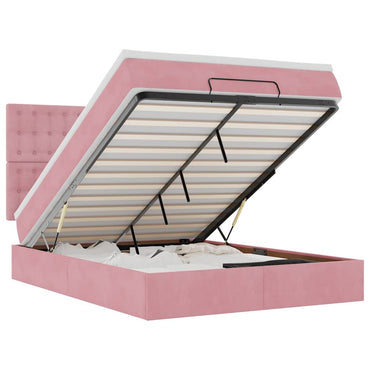 vidaXL Ottoman-Bett mit Matratzen Rosa 140x190 cm Samt