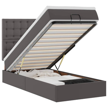 vidaXL Ottoman-Bett mit Matratze & LEDs Grau 80x200 cm Kunstleder